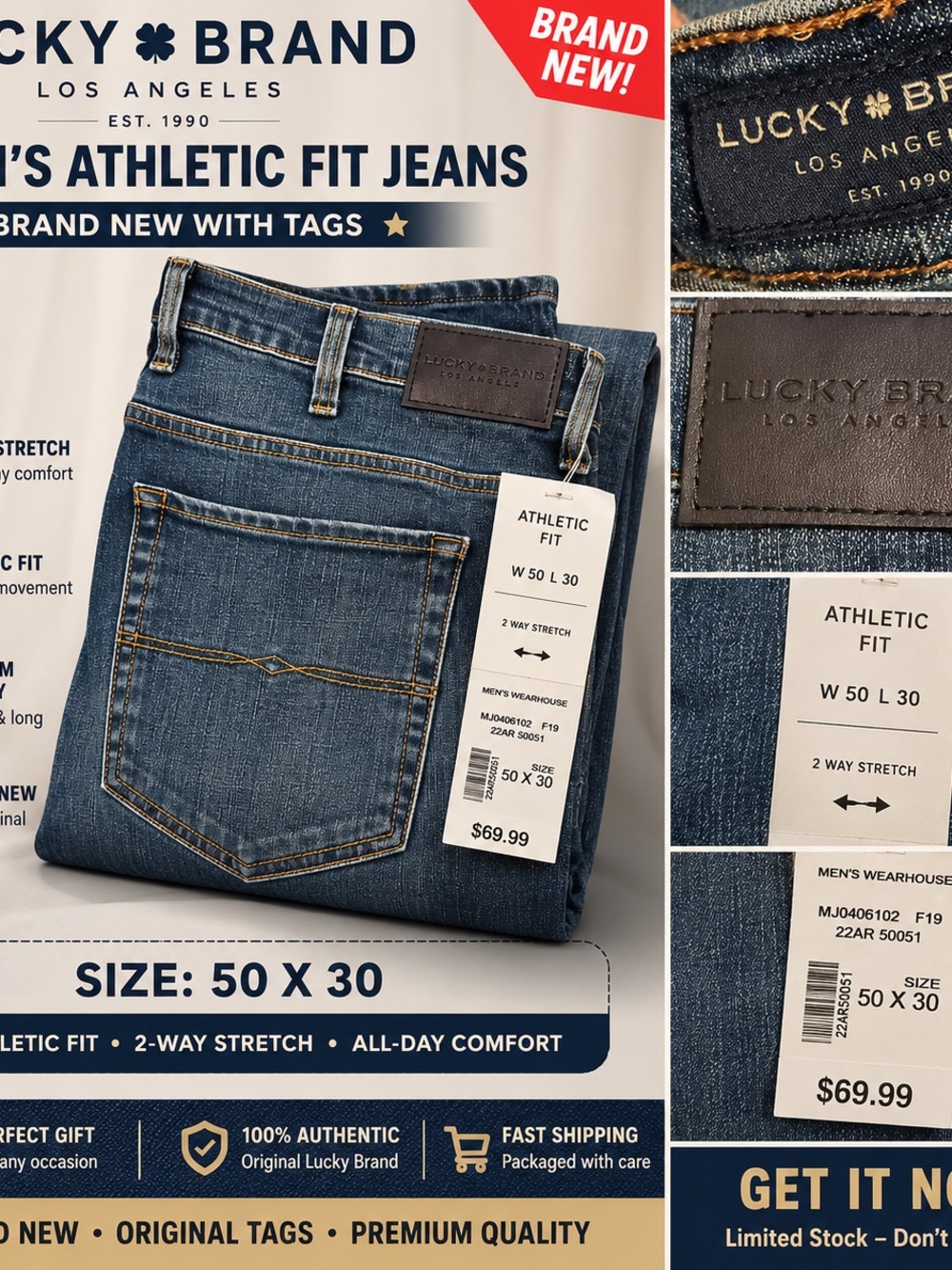 Lucky Brand Men's Relaxed Jeans - Dark Blue